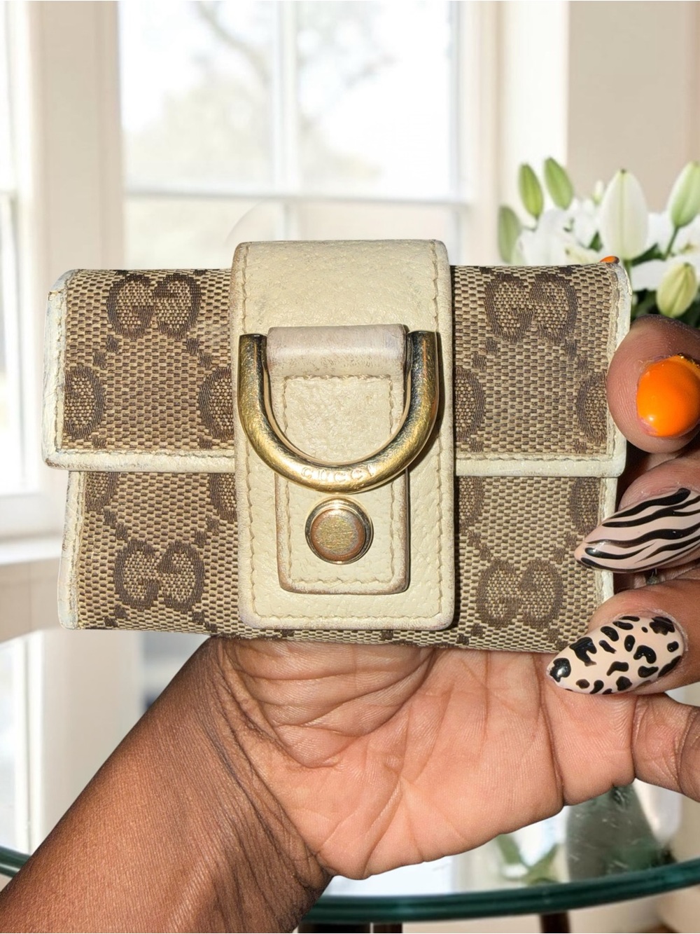 LOW START Vintage Authentic Gucci GG Monogram Canvas Abbey DRing Key Case Wallet - Picture 10 of 11